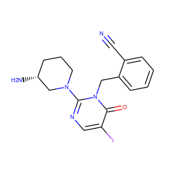 N#Cc1ccccc1Cn1c(N2CCC[C@@H](N)C2)ncc(I)c1=O ZINC000066111793