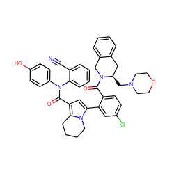 N#Cc1ccccc1N(C(=O)c1cc(-c2cc(Cl)ccc2C(=O)N2Cc3ccccc3C[C@H]2CN2CCOCC2)n2c1CCCC2)c1ccc(O)cc1 ZINC001772639009