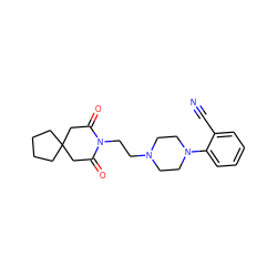 N#Cc1ccccc1N1CCN(CCN2C(=O)CC3(CCCC3)CC2=O)CC1 ZINC000013560120