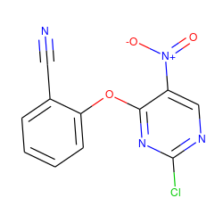 N#Cc1ccccc1Oc1nc(Cl)ncc1[N+](=O)[O-] ZINC000236058888