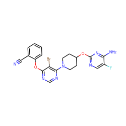 N#Cc1ccccc1Oc1ncnc(N2CCC(Oc3ncc(F)c(N)n3)CC2)c1Br ZINC000049792856