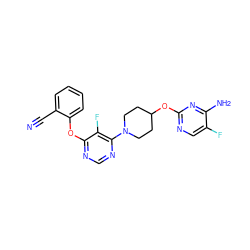 N#Cc1ccccc1Oc1ncnc(N2CCC(Oc3ncc(F)c(N)n3)CC2)c1F ZINC000049034065