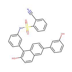 N#Cc1ccccc1S(=O)(=O)Nc1cccc(-c2c(O)ccc3cc(-c4cccc(O)c4)ccc23)c1 ZINC000084653963