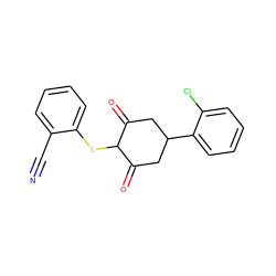 N#Cc1ccccc1SC1C(=O)CC(c2ccccc2Cl)CC1=O ZINC000299825764