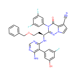 N#Cc1ccn2nc([C@H](CCOCc3ccccc3)Nc3ncnc(N)c3-c3cc(O)cc(F)c3)n(-c3cc(F)cc(F)c3)c(=O)c12 ZINC000209045687