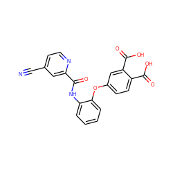 N#Cc1ccnc(C(=O)Nc2ccccc2Oc2ccc(C(=O)O)c(C(=O)O)c2)c1 ZINC000013587607