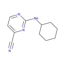 N#Cc1ccnc(NC2CCCCC2)n1 ZINC000014972126