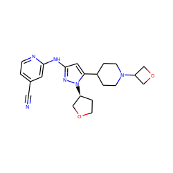 N#Cc1ccnc(Nc2cc(C3CCN(C4COC4)CC3)n([C@H]3CCOC3)n2)c1 ZINC000473154725