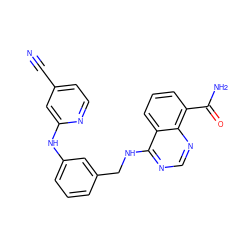 N#Cc1ccnc(Nc2cccc(CNc3ncnc4c(C(N)=O)cccc34)c2)c1 ZINC000114345940