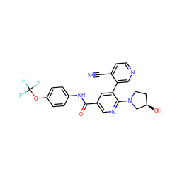 N#Cc1ccncc1-c1cc(C(=O)Nc2ccc(OC(F)(F)F)cc2)cnc1N1CC[C@@H](O)C1 ZINC001772579601