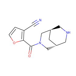 N#Cc1ccoc1C(=O)N1C[C@H]2CNC[C@@H](C2)C1 ZINC000101570671