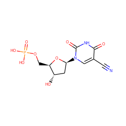 N#Cc1cn([C@H]2C[C@H](O)[C@@H](COP(=O)(O)O)O2)c(=O)[nH]c1=O ZINC000169315000