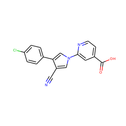 N#Cc1cn(-c2cc(C(=O)O)ccn2)cc1-c1ccc(Cl)cc1 ZINC000200827687