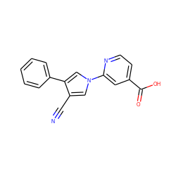 N#Cc1cn(-c2cc(C(=O)O)ccn2)cc1-c1ccccc1 ZINC000147090465