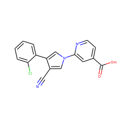 N#Cc1cn(-c2cc(C(=O)O)ccn2)cc1-c1ccccc1Cl ZINC000200842616