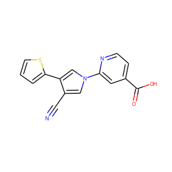 N#Cc1cn(-c2cc(C(=O)O)ccn2)cc1-c1cccs1 ZINC000200851208