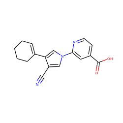 N#Cc1cn(-c2cc(C(=O)O)ccn2)cc1C1=CCCCC1 ZINC000200823276