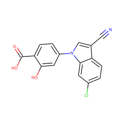 N#Cc1cn(-c2ccc(C(=O)O)c(O)c2)c2cc(Cl)ccc12 ZINC000118568206