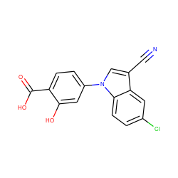 N#Cc1cn(-c2ccc(C(=O)O)c(O)c2)c2ccc(Cl)cc12 ZINC000118565174