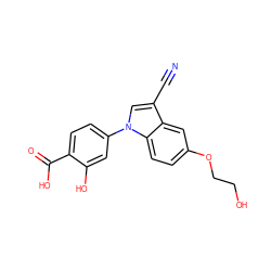 N#Cc1cn(-c2ccc(C(=O)O)c(O)c2)c2ccc(OCCO)cc12 ZINC000202394496