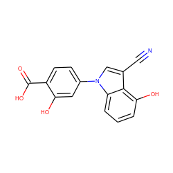 N#Cc1cn(-c2ccc(C(=O)O)c(O)c2)c2cccc(O)c12 ZINC000118566113