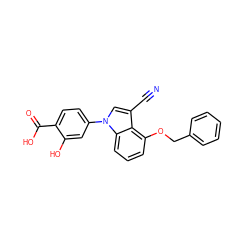 N#Cc1cn(-c2ccc(C(=O)O)c(O)c2)c2cccc(OCc3ccccc3)c12 ZINC000202399132