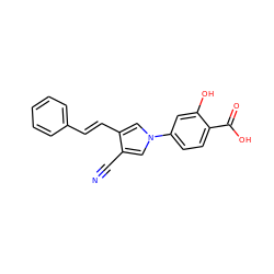 N#Cc1cn(-c2ccc(C(=O)O)c(O)c2)cc1/C=C/c1ccccc1 ZINC000200826082