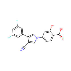 N#Cc1cn(-c2ccc(C(=O)O)c(O)c2)cc1-c1cc(F)cc(F)c1 ZINC000200849012