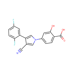 N#Cc1cn(-c2ccc(C(=O)O)c(O)c2)cc1-c1cc(F)ccc1F ZINC000200834388