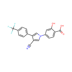 N#Cc1cn(-c2ccc(C(=O)O)c(O)c2)cc1-c1ccc(C(F)(F)F)cc1 ZINC000200846497