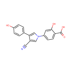 N#Cc1cn(-c2ccc(C(=O)O)c(O)c2)cc1-c1ccc(O)cc1 ZINC000200834496