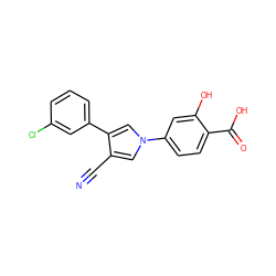 N#Cc1cn(-c2ccc(C(=O)O)c(O)c2)cc1-c1cccc(Cl)c1 ZINC000200828132