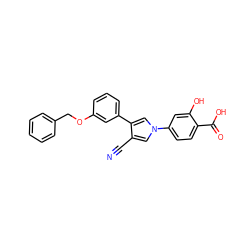 N#Cc1cn(-c2ccc(C(=O)O)c(O)c2)cc1-c1cccc(OCc2ccccc2)c1 ZINC000200823328