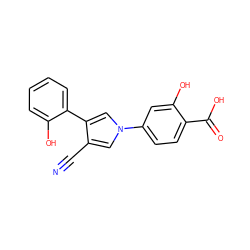 N#Cc1cn(-c2ccc(C(=O)O)c(O)c2)cc1-c1ccccc1O ZINC000147088834