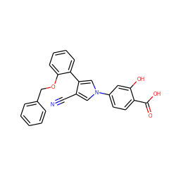 N#Cc1cn(-c2ccc(C(=O)O)c(O)c2)cc1-c1ccccc1OCc1ccccc1 ZINC000200826133