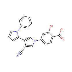 N#Cc1cn(-c2ccc(C(=O)O)c(O)c2)cc1-c1cccn1-c1ccccc1 ZINC000200842016