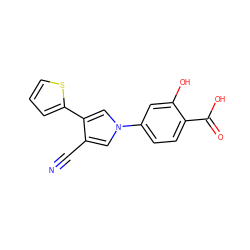 N#Cc1cn(-c2ccc(C(=O)O)c(O)c2)cc1-c1cccs1 ZINC000200846344