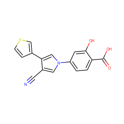 N#Cc1cn(-c2ccc(C(=O)O)c(O)c2)cc1-c1ccsc1 ZINC000200825463