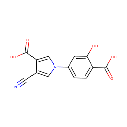 N#Cc1cn(-c2ccc(C(=O)O)c(O)c2)cc1C(=O)O ZINC000200849454