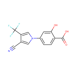 N#Cc1cn(-c2ccc(C(=O)O)c(O)c2)cc1C(F)(F)F ZINC000200839934