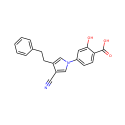 N#Cc1cn(-c2ccc(C(=O)O)c(O)c2)cc1CCc1ccccc1 ZINC000200830226