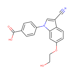 N#Cc1cn(-c2ccc(C(=O)O)cc2)c2cc(OCCO)ccc12 ZINC000202400689