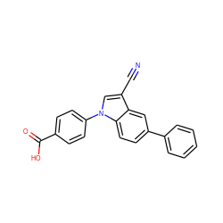 N#Cc1cn(-c2ccc(C(=O)O)cc2)c2ccc(-c3ccccc3)cc12 ZINC000202403391