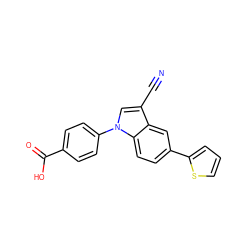 N#Cc1cn(-c2ccc(C(=O)O)cc2)c2ccc(-c3cccs3)cc12 ZINC000202399094