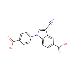 N#Cc1cn(-c2ccc(C(=O)O)cc2)c2ccc(C(=O)O)cc12 ZINC000113277143