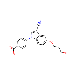 N#Cc1cn(-c2ccc(C(=O)O)cc2)c2ccc(OCCCO)cc12 ZINC000202401953