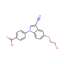 N#Cc1cn(-c2ccc(C(=O)O)cc2)c2ccc(OCCO)cc12 ZINC000202393929