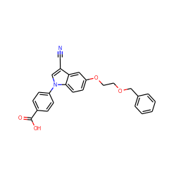 N#Cc1cn(-c2ccc(C(=O)O)cc2)c2ccc(OCCOCc3ccccc3)cc12 ZINC000202398149