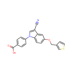 N#Cc1cn(-c2ccc(C(=O)O)cc2)c2ccc(OCc3ccsc3)cc12 ZINC000202397435