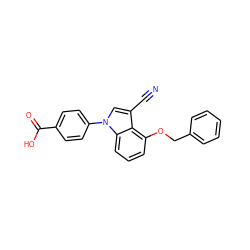 N#Cc1cn(-c2ccc(C(=O)O)cc2)c2cccc(OCc3ccccc3)c12 ZINC000113276050